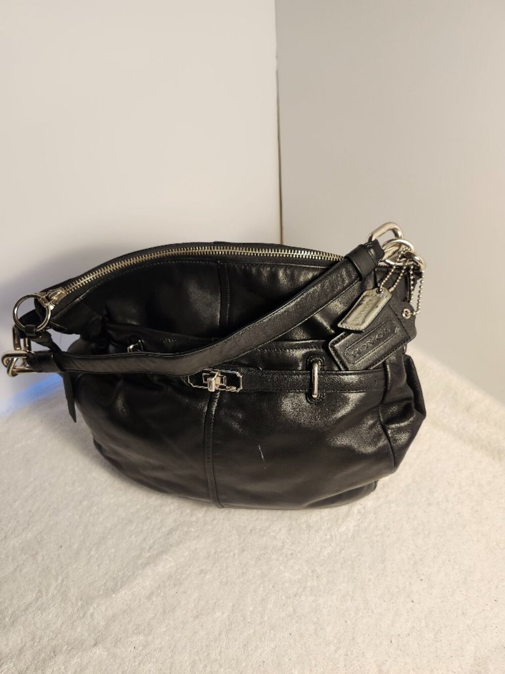 COACH BLACK LEATHER ASHLYN CHELSEA HOBO SHOULDER BAG
